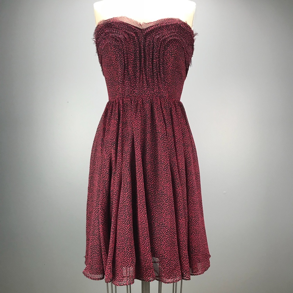 MM Couture Red Dot Sweetheart Strapless Dress M - Picture 1 of 7